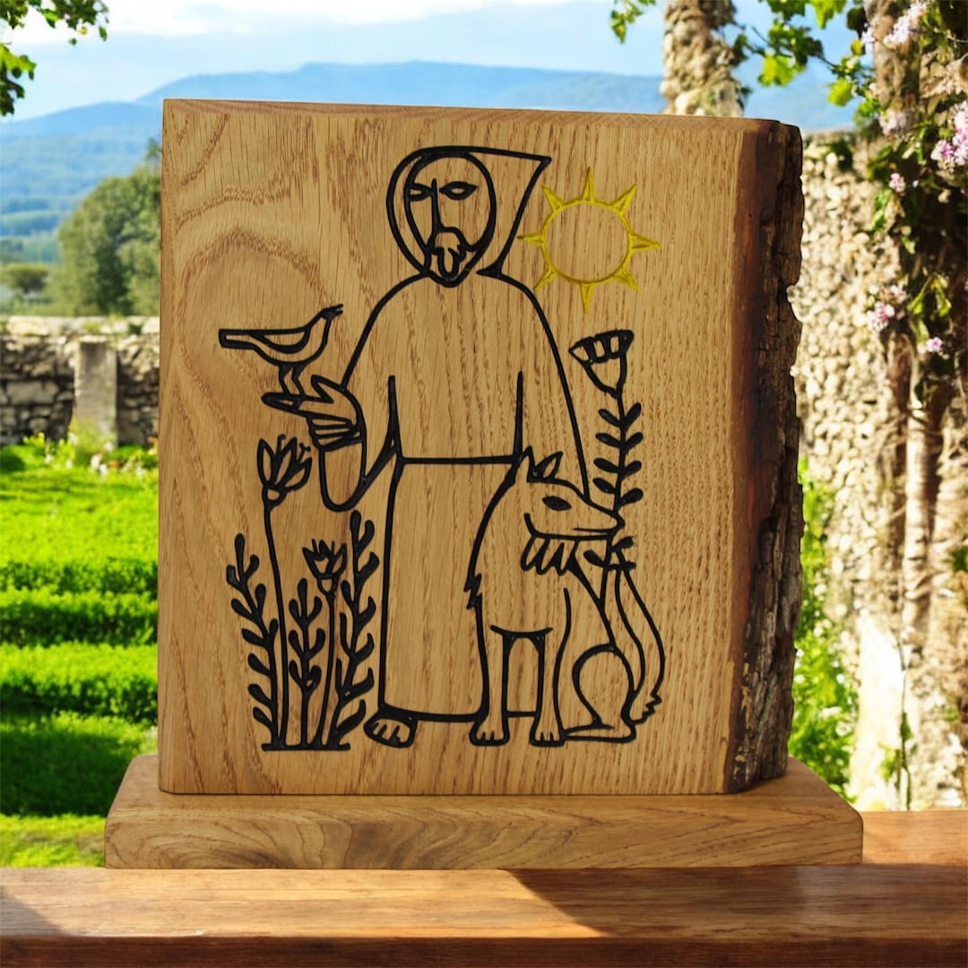 St Francis of Assisi Oak Plaque - Etsy