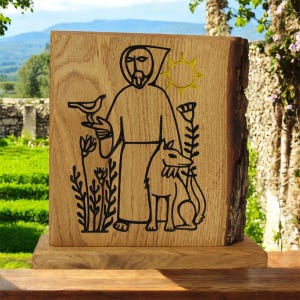 St Francis of Assisi oak plaque