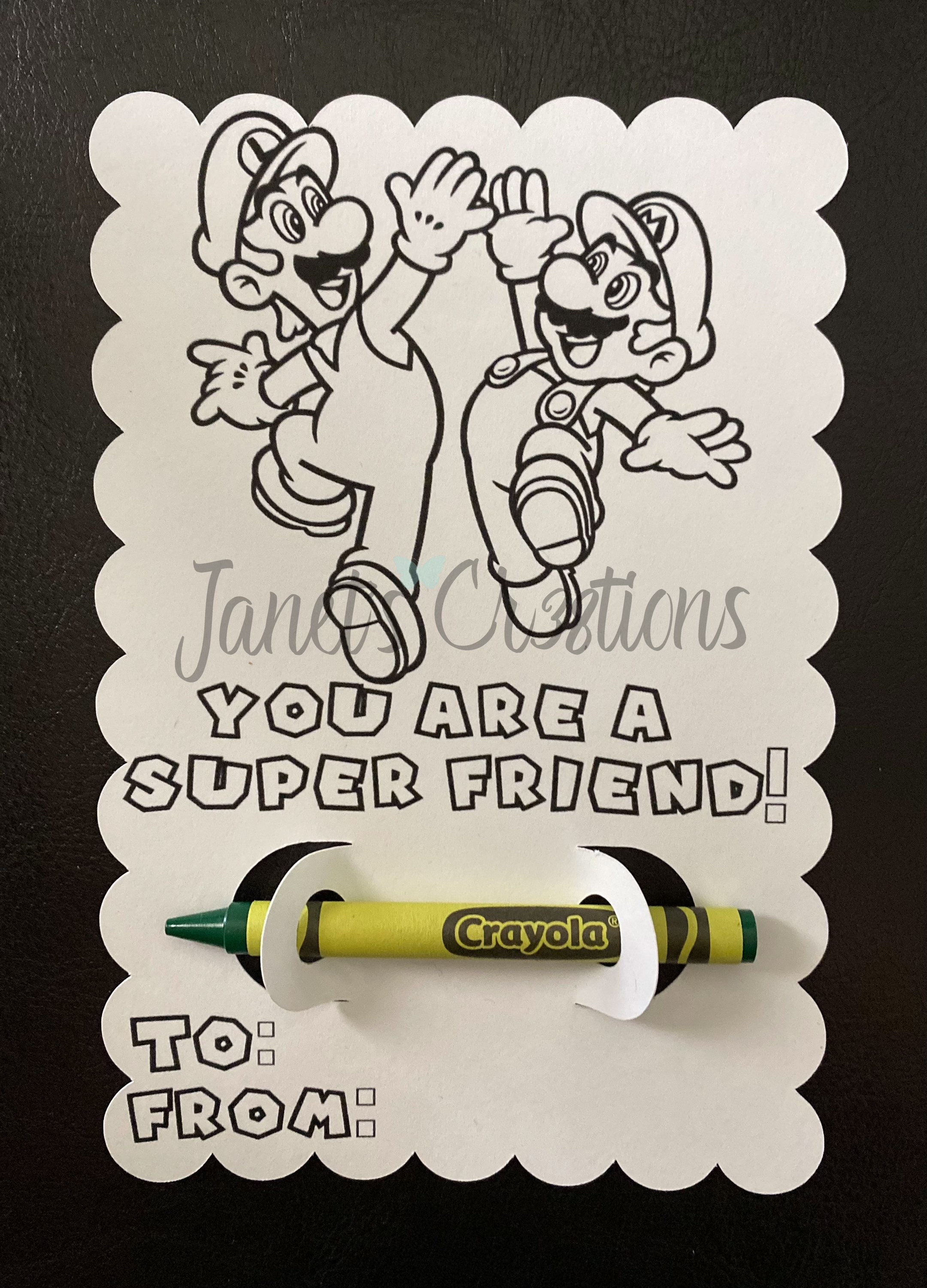 Super Mario Valentines Coloring Cards - Etsy