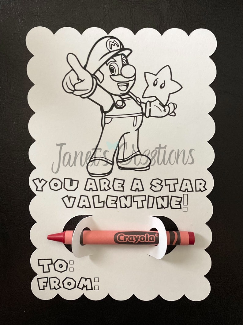 Super Mario Valentines Coloring Cards - Etsy