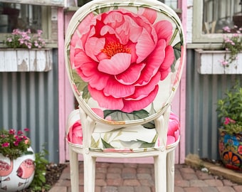 Floral French Chair – Faux Bois Frame with Oversized Bloom