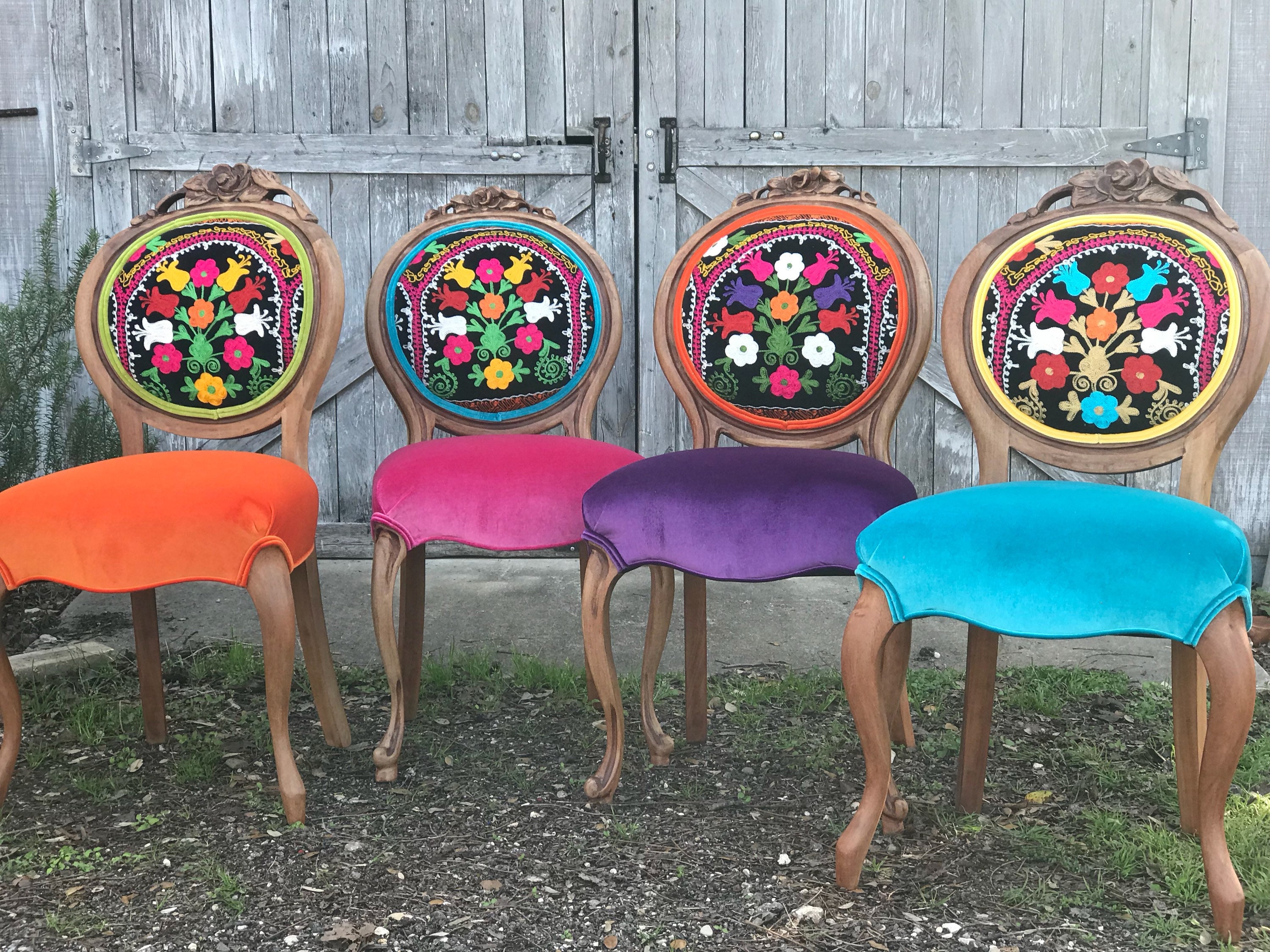 Eclectic Boho Dining Chairs Etsy