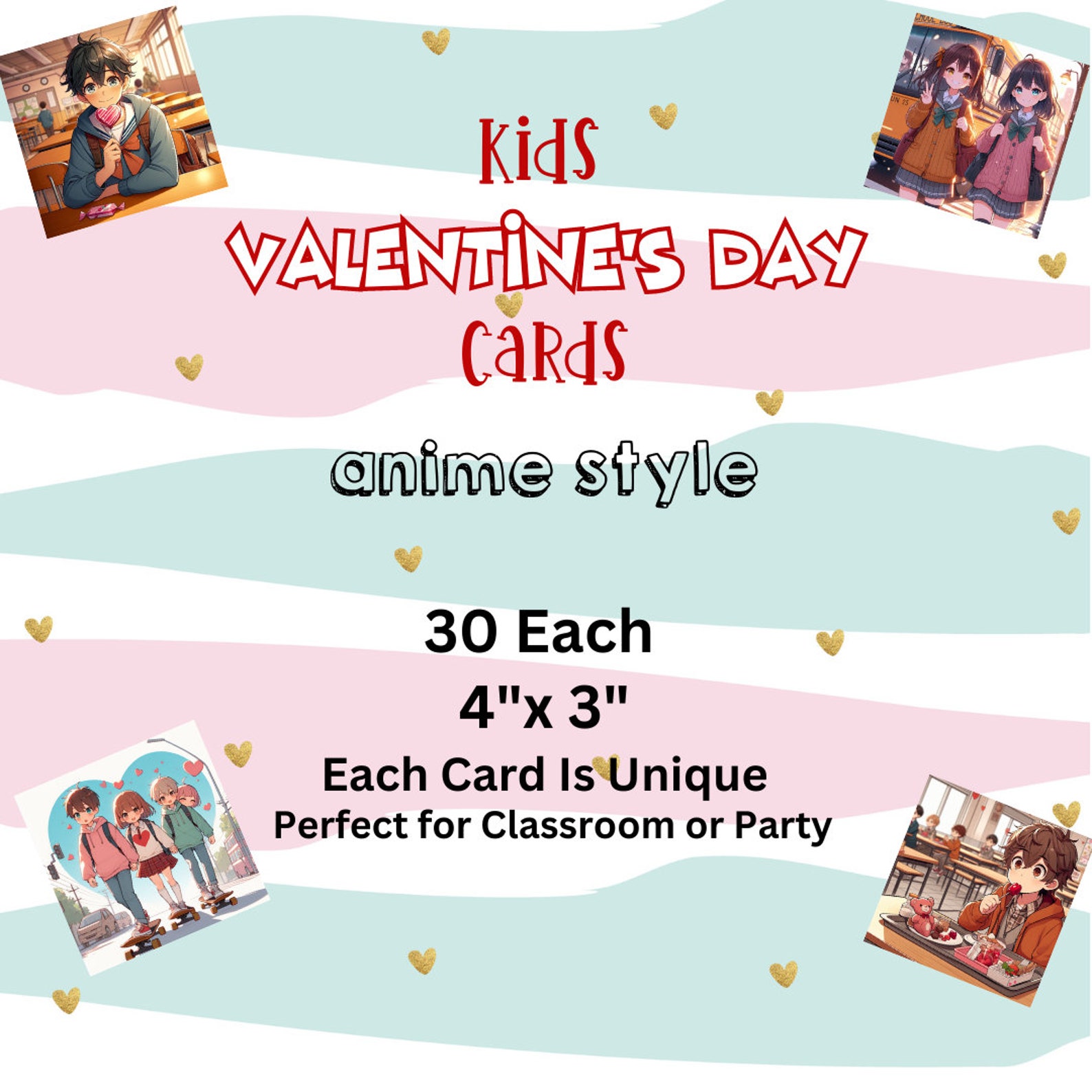 Anime Valentine Cards for Kids Anime Printable Valentine Day Cards ...