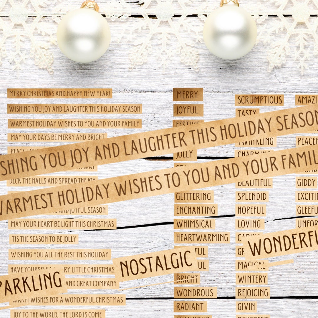 Printable Vintage Style Christmas Sentiments and Words PNG Downloadable ...