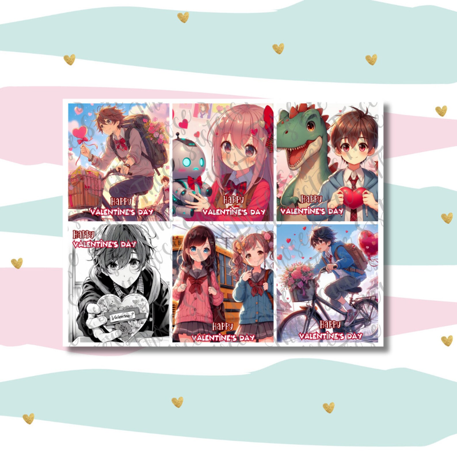 Anime Valentine Cards for Kids Anime Printable Valentine Day Cards ...