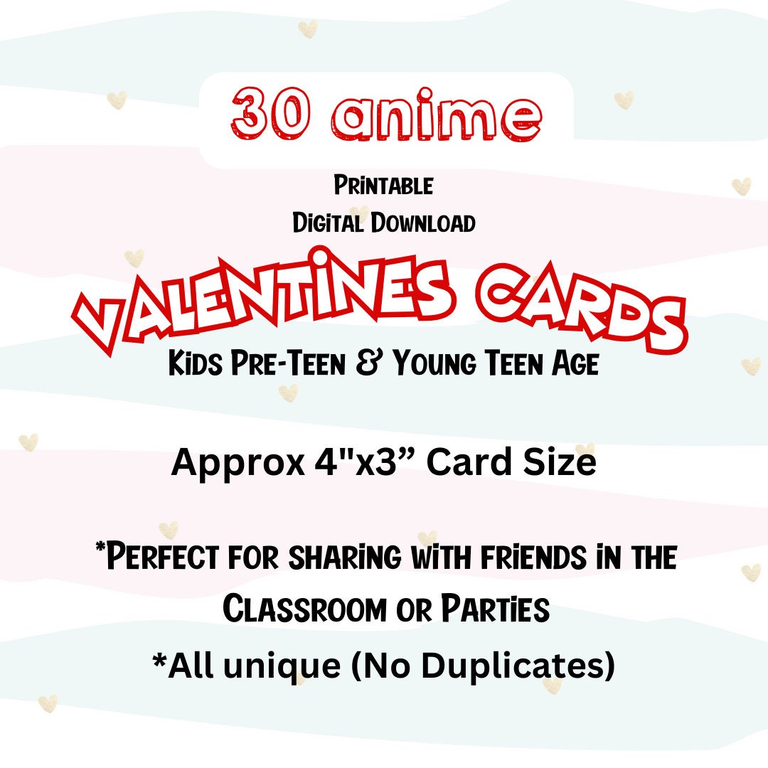 Anime Printable Valentines Day Cards for Kids Anime Valentine Cards for ...