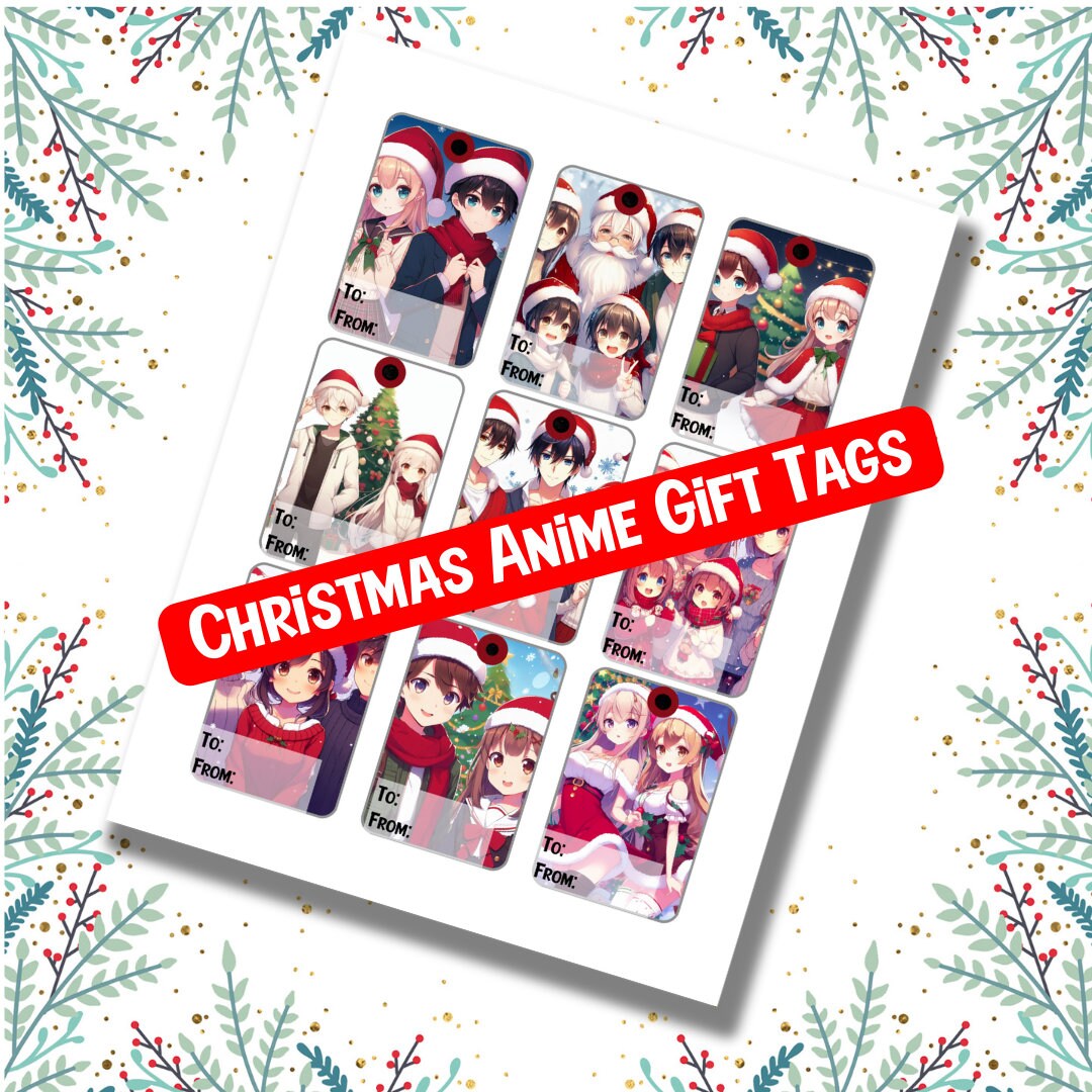Printable Gift Tags Christmas Anime Manga Style 18 Printable Labels ...