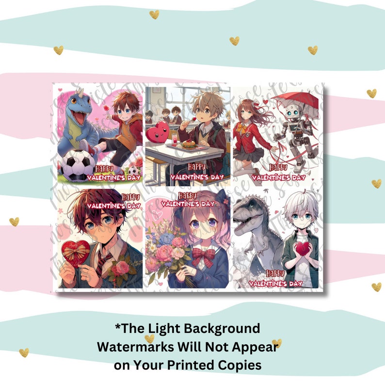Anime Valentine Cards for Kids Anime Printable Valentine Day Cards ...