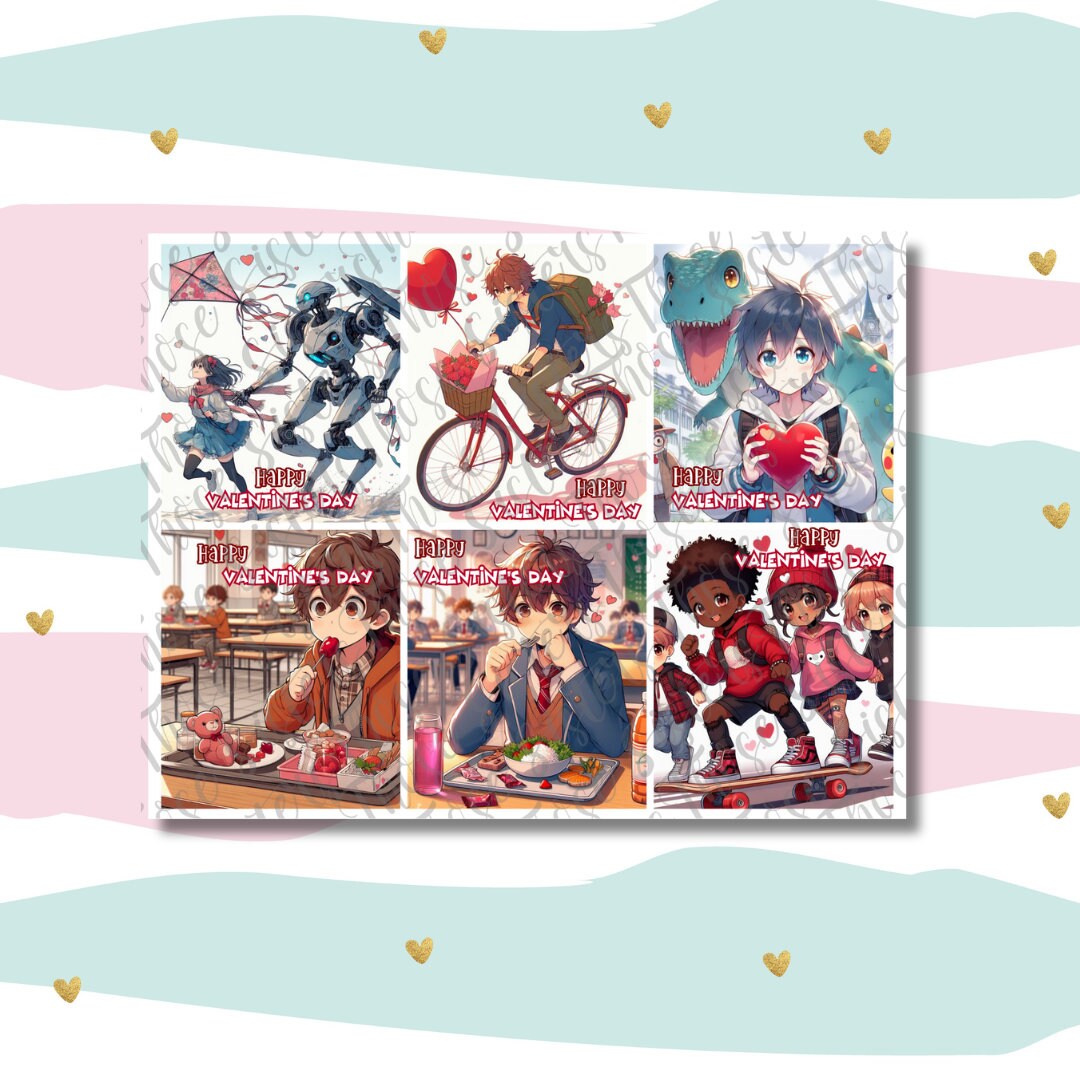 Anime Valentine Cards for Kids Anime Printable Valentine Day Cards ...