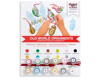 Wooden paint by number christmas ornaments Clearance