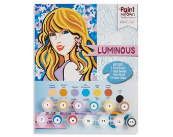 Kit de pintura luminosa por números ~ Swiftie Pop Star ~ 8”x10” ~ Kit de manualidades ~ Hazlo tú mismo ~ Estilo vintage ~ Trece ~ 13 colores ~ Hecho en EE. UU.