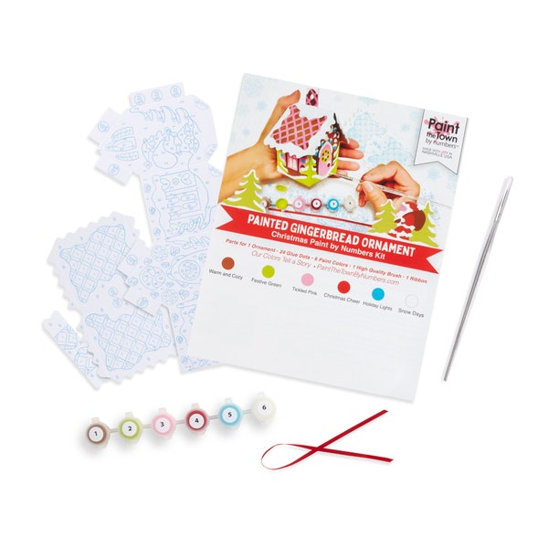 Paint by Number Gingerbread House Ornament Kit / 3d Craft Kit / Paint Project / Christmas / Holiday / Santa / DIY Assemble / Made in USA