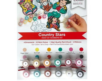 Kit de adornos navideños Country Stars para pintar por números, 8 x 10 pulgadas, troquelado, bricolaje, manualidades navideñas, Nashville, fabricado en EE. UU.