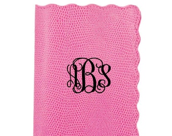 Pink Passport Holder with Scallop Lizard Print