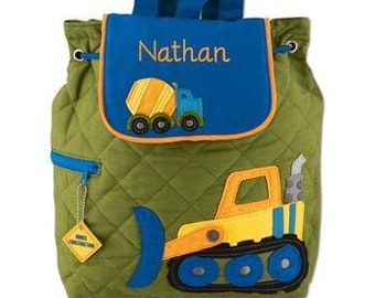 Boys Construction Backpack Quilted Personalized Preschool Bag