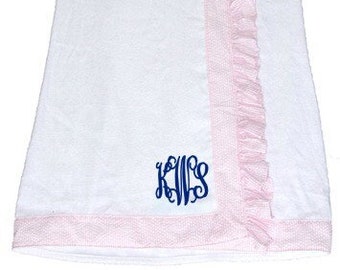 Monogrammed Bath Wrap Seersucker Terry Cloth Bath Robe Wrap