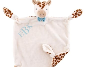 Monogrammed Giraffe Lovie Blanket for Baby Boys