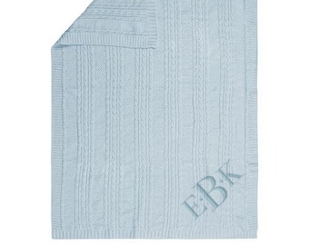 Monogrammed Chenille Blanket Baby Blue Boys Blanket