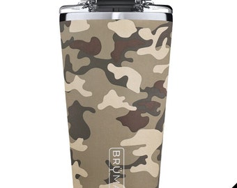 Monogrammed BruMate Imperial Pint Forest Camo Beer Tumbler 20oz