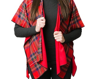 Tartan Plaid Kimono Vest for Women with Monogram