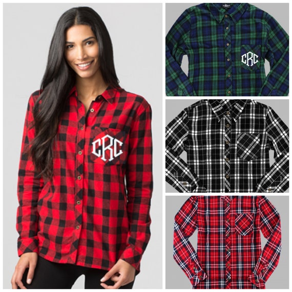 Monogrammed Plaid Flannel Button Down 
