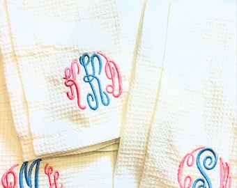 Monogrammed Waffle Weave Spa Wrap: Adjustable Velcro Closure