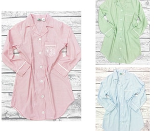 Monogrammed Seersucker Sleep Shirt