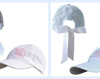 Monogrammed Seersucker Hat