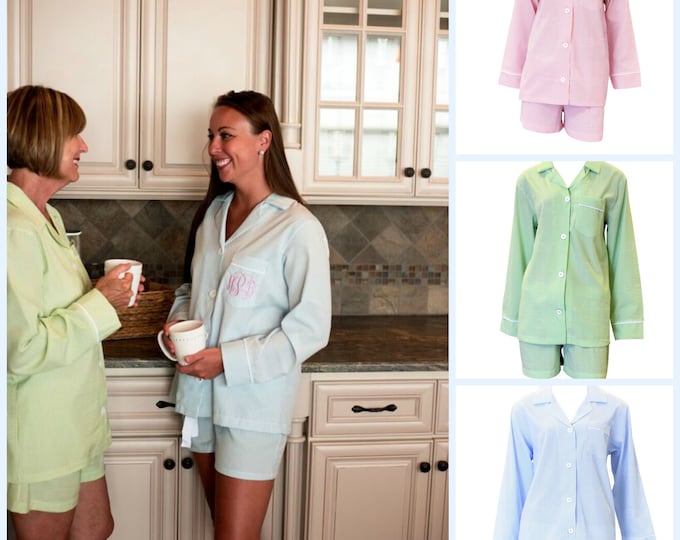 Featured listing image: Monogrammed Seersucker Pajama Short Set