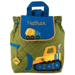Boys Construction Backpack Quilted Personalized Preschool Bag