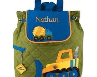 Boys Construction Backpack Quilted Personalized Preschool Bag