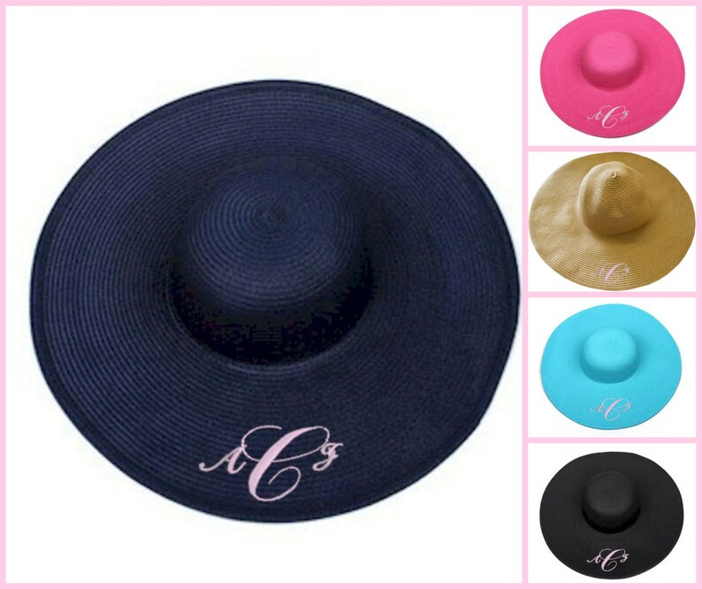 monogrammed floppy hat with bow
