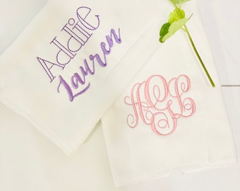 Monogrammed Burp Cloths Baby Shower Gift