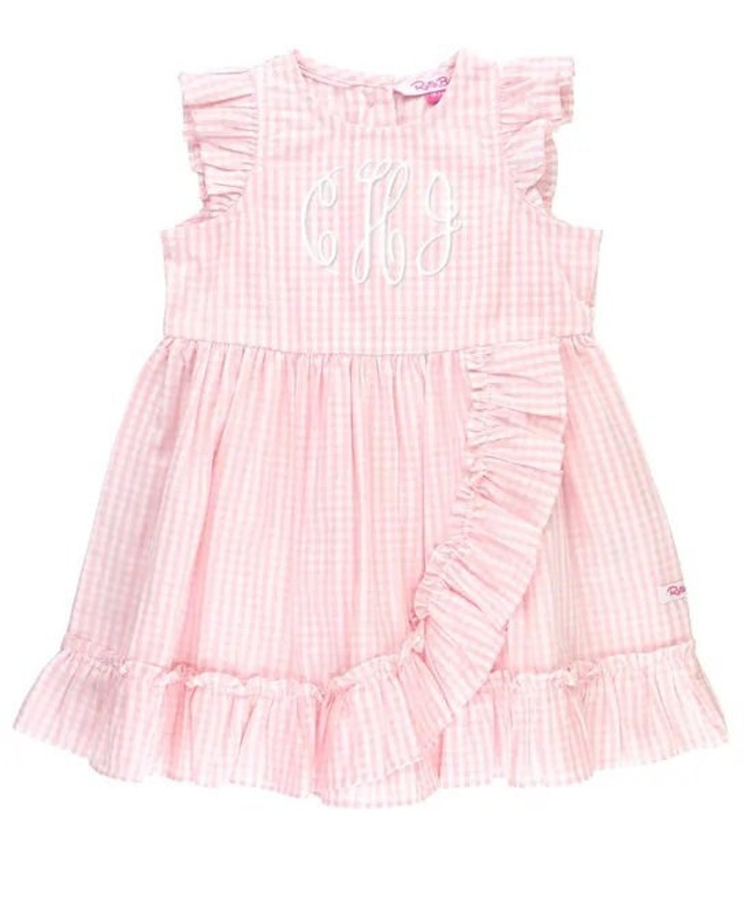 Girls Gingham Dress in Pink Gingham With Ruffled Details - Etsy
