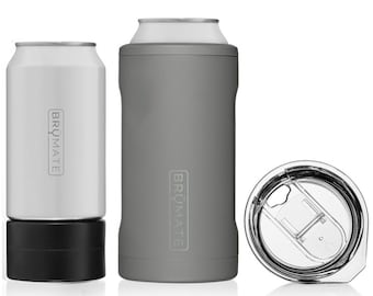 BruMate Trio Matte Gray Hopsulator 12oz 16oz Can Cooler