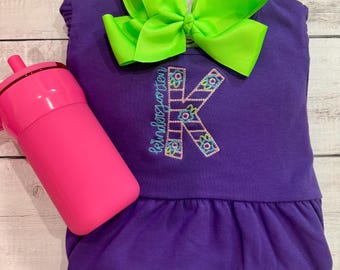 Back to School Grade Floral Design Girls Shirt or Dress