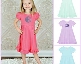 Monogrammed Ruffle Dress Toddler Girls