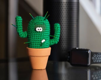 Crochet Mignon et drôle Cactus Amigurumi cactus, Décor à la maison, Plante de bureau, décor d’anniversaire, Mini Doll de collection, Porte-bijoux