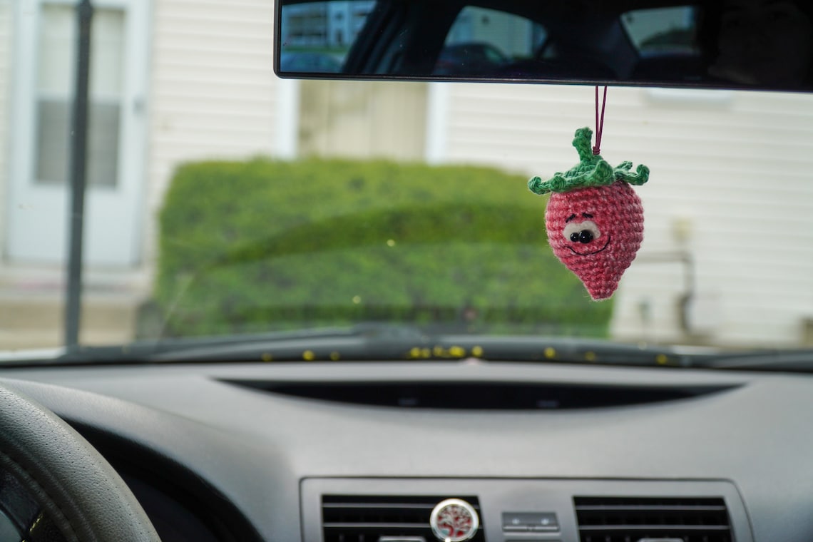 Funny Strawberry Car Rear View Mirror Hanging Car Decor - Etsy