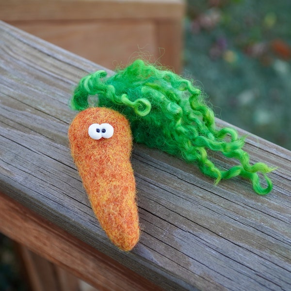 Cute carrot fridge magnet wet felting