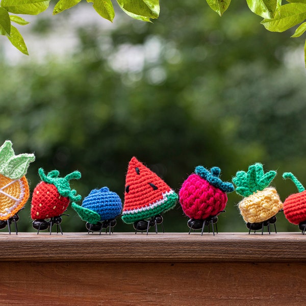 Cute ant carrying crochet berries cute kitchen decor funny party decor unique and funny small gift