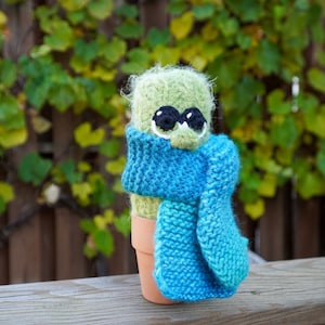 Figurine de cactus portant une écharpe au crochet Cactus dans un pot en argile Mignon décor de cactus Restez au chaud et confortable!
