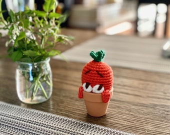 Organic Mini Carrot in Flower Pot cute and funny kitchen decor ready to ship Unique Carrot figure gift