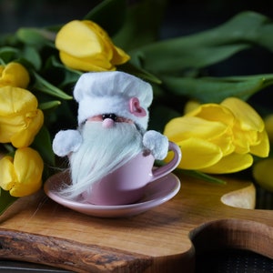 Mini kocktomte i en rosa temugg Liten bagartomte