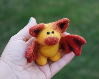 Cute Bat Figurine, Wet Felting, Wool, Bat Sculpture