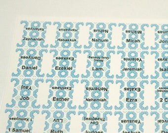 Bible tabs laminated with adhesive, hmong design, blue, small Bible tabs, journaling, bible study