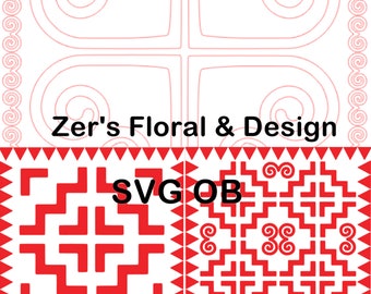 Commercial SVG OB, Hmong house, snail, heart, digital, SVG, design, cross stitch, tribal