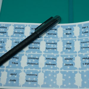 Boys Bible Tabs, blue, men, bible tabs laminated with adhesive, small Bible tabs, journaling, bible study
