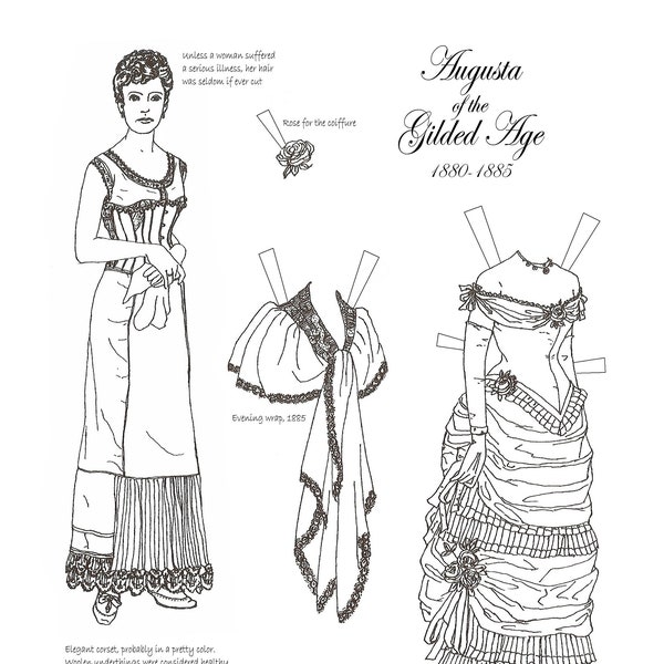 Paper Doll Coloring Pages Victorian Fashion - Augusta of the Gilded Age