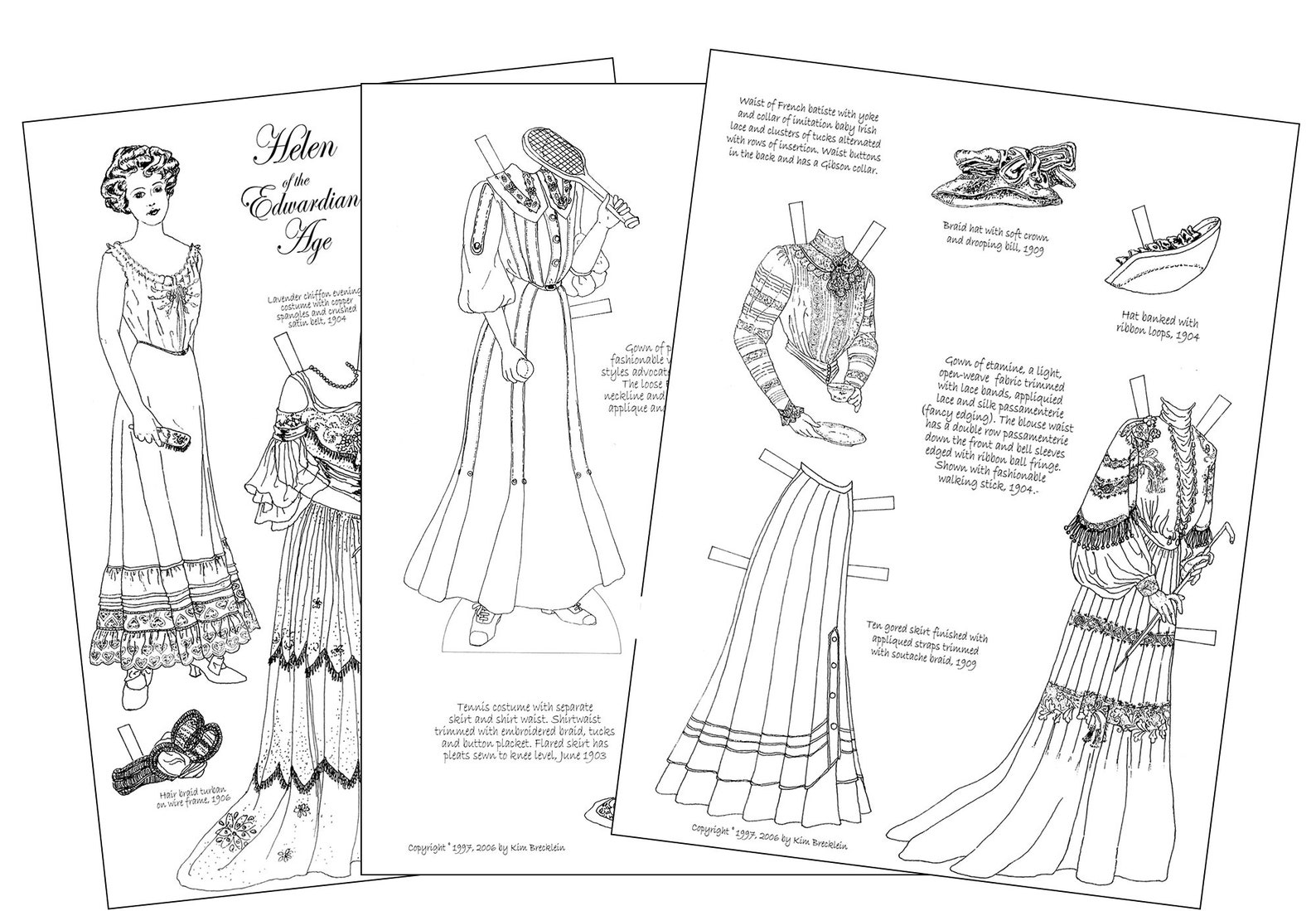 PAPER DOLL COLORING Pages Edwardian Era Bundle Helen - Etsy